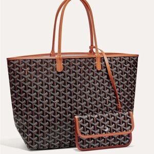 Authentic Goyard Classic Brown and Black St Louis GM Tote